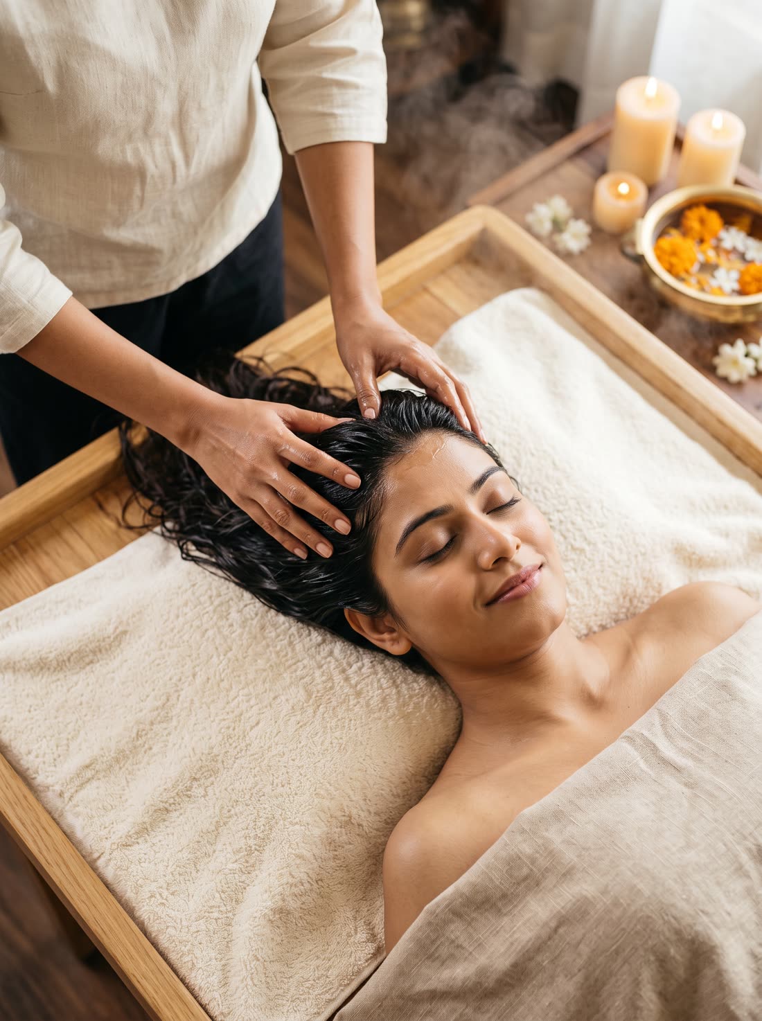 Head massage therapy at V SPA