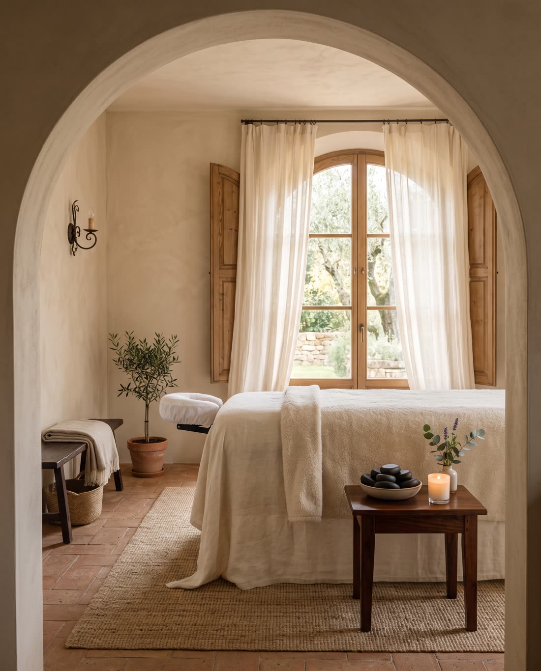 A treatment room at V SPA, prepared for a client